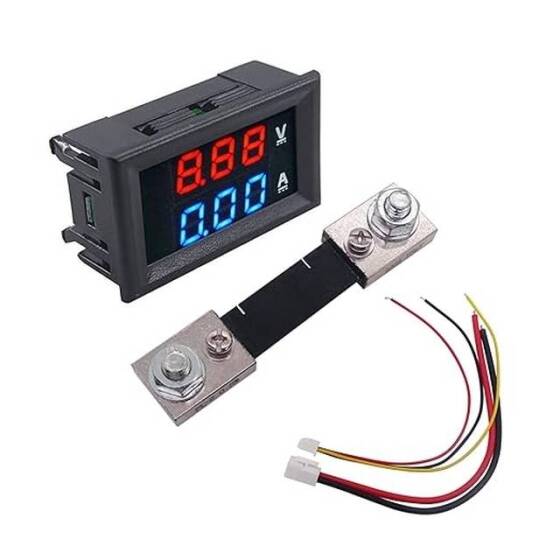 0.28 Inch 100V 100A Dual Led Voltmeter Ammeter Blue+Red With Diverter - 1