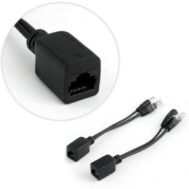 1 Pair White 12V RJ45 Injector POE Splitter Adapter Cable DC5.5x2.1 - 4