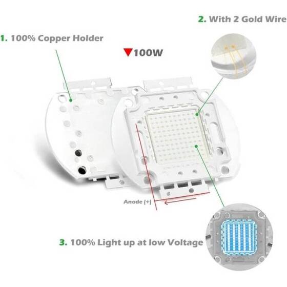 100W SMD High Power LED Bulb 460-470nm Blue - 3