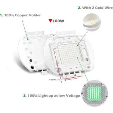 100W SMD High Power LED Bulb Pure Green - 3