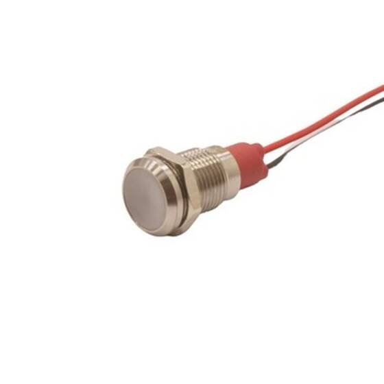 10L-P1 10mm 12-24V Metal Signal Lamp with Cable - White - 1