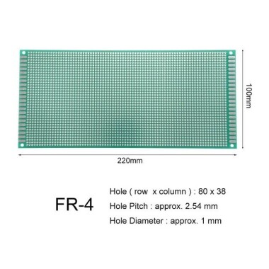 10x22cm Universal PCB Prototype Board Single-Sided 2.54mm Hole Pitch - 1