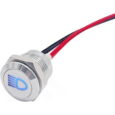 12-18V 5mm Blue LED Metal Indicator Light With 20cm Cable - 1