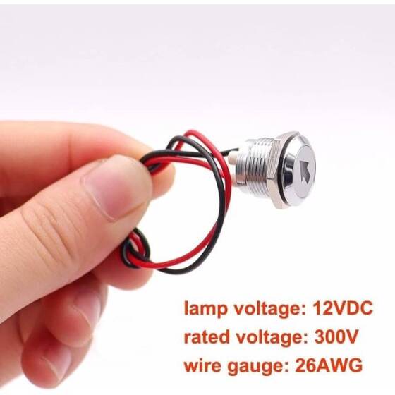 12-18V 5mm Blue LED Metal Indicator Light With 20cm Cable - 3