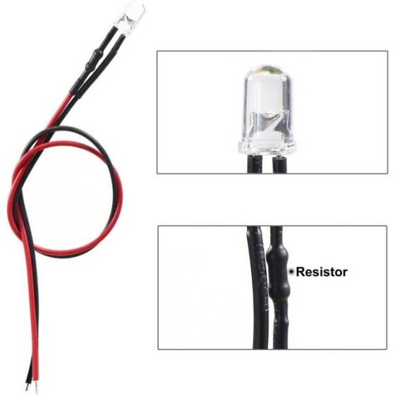 12-18V 5mm Warm White LED Indicator Light With 20cm Cable - 3