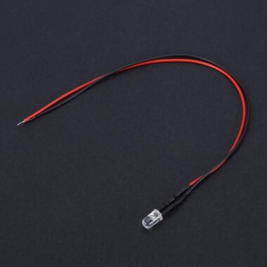 12-18V 5mm White LED Indicator Light With 20cm Cable - 1