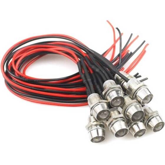 12-18V 8mm Water Clear Yellow LED Indicator Light With 20cm Cable - 4