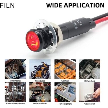 12-18V 8mm White LED Indicator Light With 20cm Cable - 4