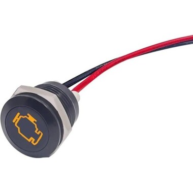 12-18V 8mm Yellow LED Indicator Light With 20cm Cable - 1