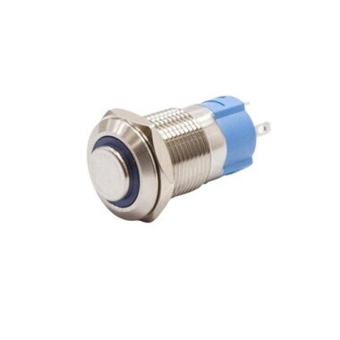 12A-G1Z-E 12mm Protruding Key Illuminated Metal Button - Blue - Görsu Elektronik
