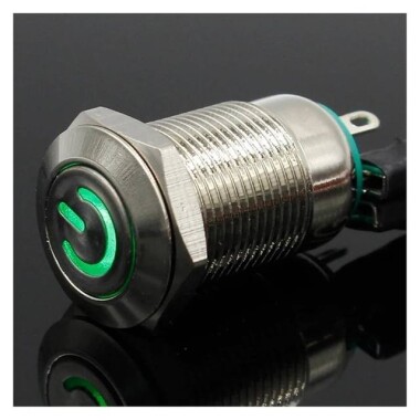 12mm 12-24V Waterproof Self-Locking Metal Push Button Switch With Blue Led Light - 3