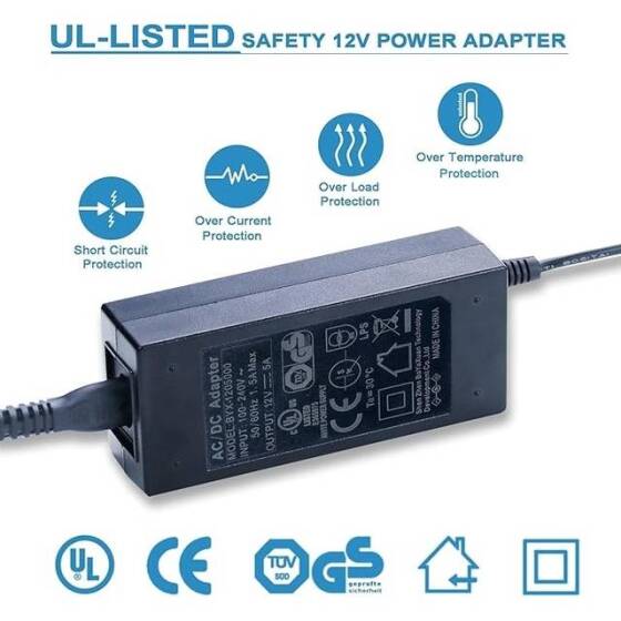 12V 5A Adapter Led Strip Power Supply With 1.2M Cable US 3 Pin Plug - 2