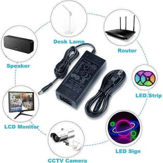 12V 5A Adapter Led Strip Power Supply With 1.2M Cable US 3 Pin Plug - 5