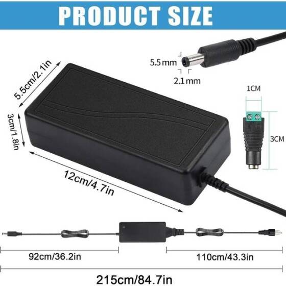 12V 6A 72W US Plug Dual-Wire Integrated Power Adapter - 4