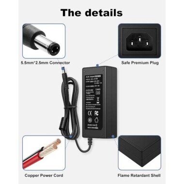 12V 8A 96W EU Plug Dual-Wire Integrated Power Adapter - 2