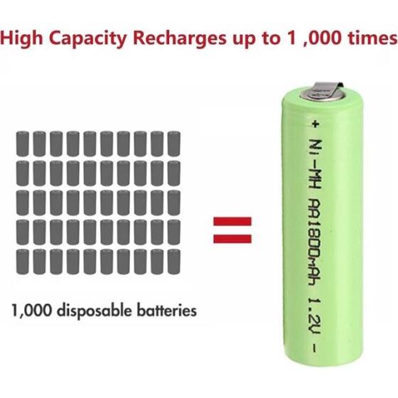 1.2V AA1800MAH NI-MH Rechargeable Battery - 4