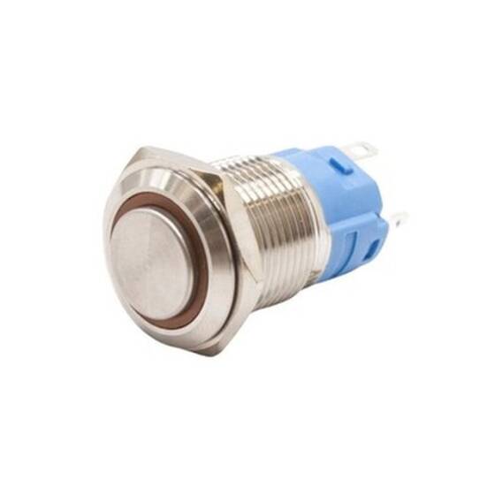 16A-G1-E 16mm Protruding Spring Illuminated Metal Button - Yellow - 1