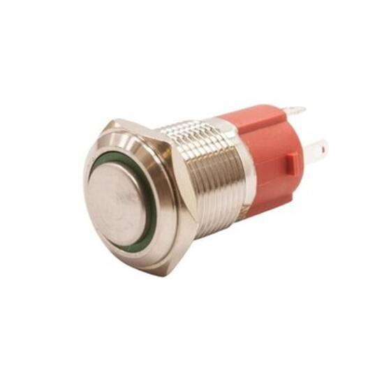 16D-G1Z-E 16mm Protruding Key Illuminated Metal Button - Green - 1