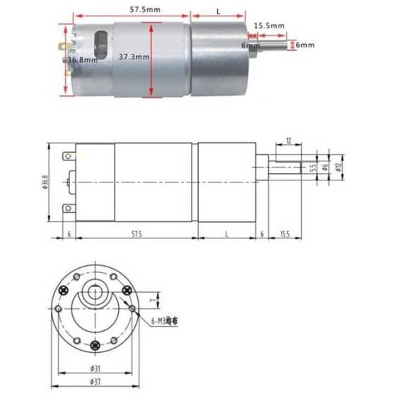 16GA 16mm 12V 300RPM All-metal DC Reduction Motor - 2