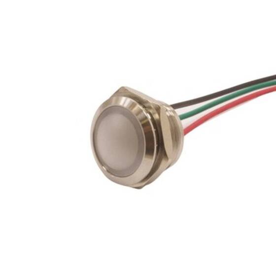 16L-P1/RGY- 16mm 12-24V Metal Signal Lamp with Cable - 3 Color Cathode - 1