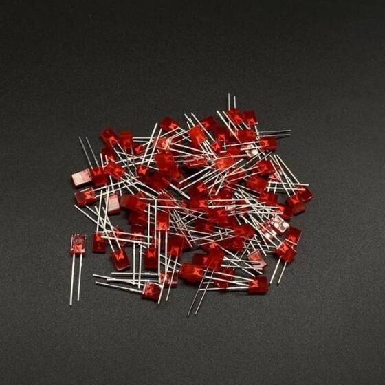 18mm Leg 234 Rectangular LED Water Clear Red Use 2V 20mA - 3