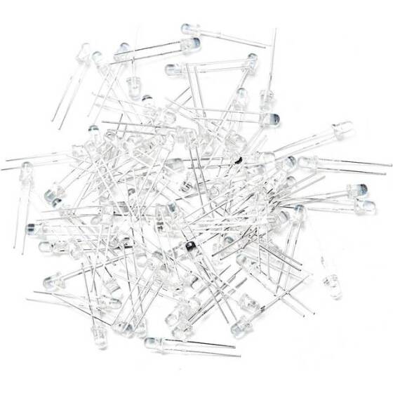 18mm Leg 3mm Flat LED Water Clear Red Use 2V 20mA - 5