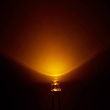 18mm Leg 3mm Flat LED Water Clear Yellow Use 2V 20mA - 2