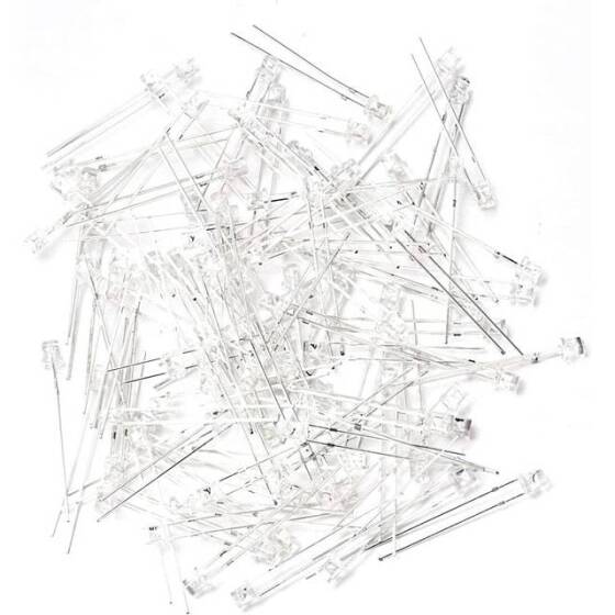 18mm Leg 3mm LED Water Clear Pure Green Use 3V 20mA - 5