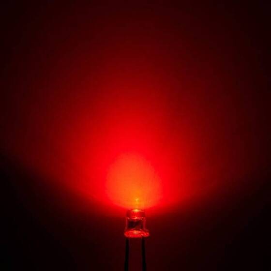18mm Leg 3mm LED Water Clear Red Use 2V 20mA - 2
