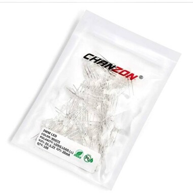 18mm Leg 3mm LED White Use 3V 20mA - 5