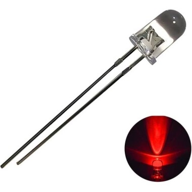 18mm Leg 5mm Flat LED Water Clear Red Use 2V 20mA - 1