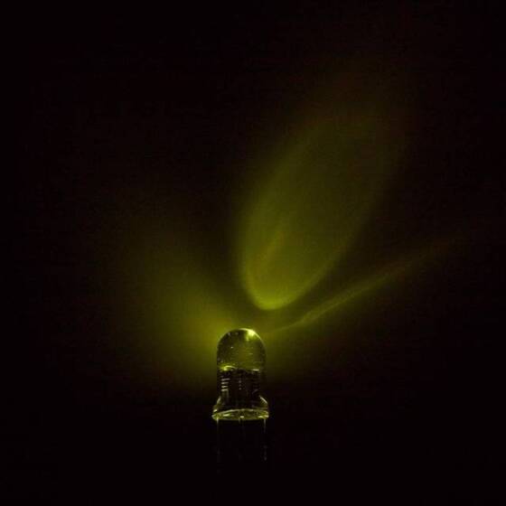 18mm Leg 5mm LED Water Clear Yellow Green Use 2V 20mA - 3