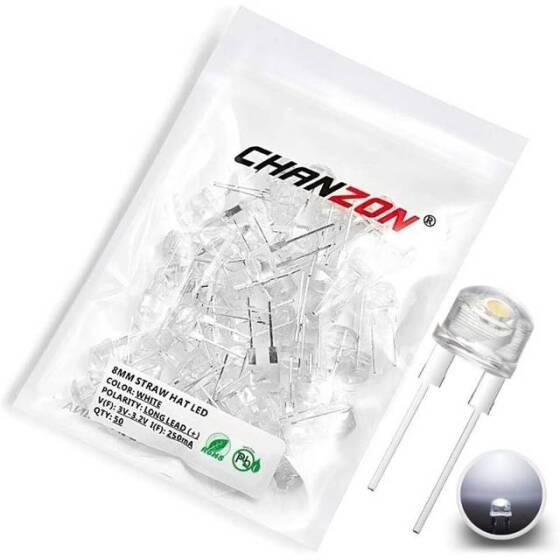 18mm Leg 8mm LED Water Clear Pure Green Use 3V 20mA - 1