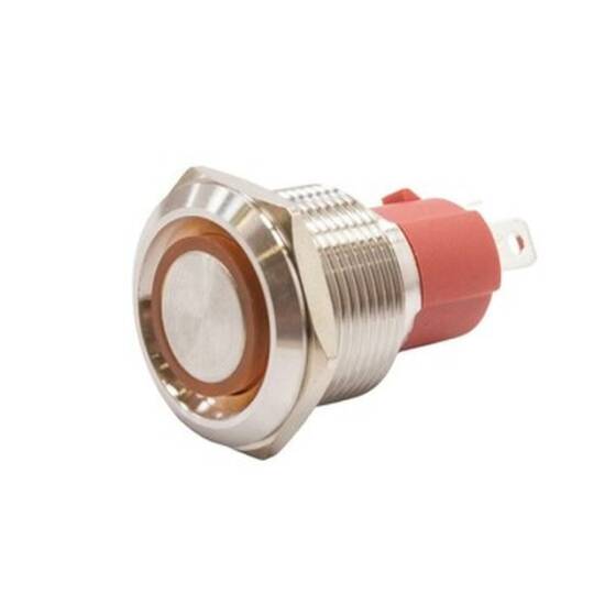 19D-P1-E 19mm Flat Spring Illuminated Metal Button - Yellow - 1