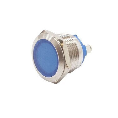 19L-P1 19mm 12-24V Metal Signal Lamp - Blue - 1