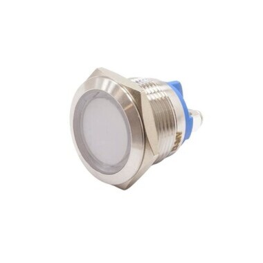 19L-P1 19mm 12-24V Metal Signal Lamp - White - 1