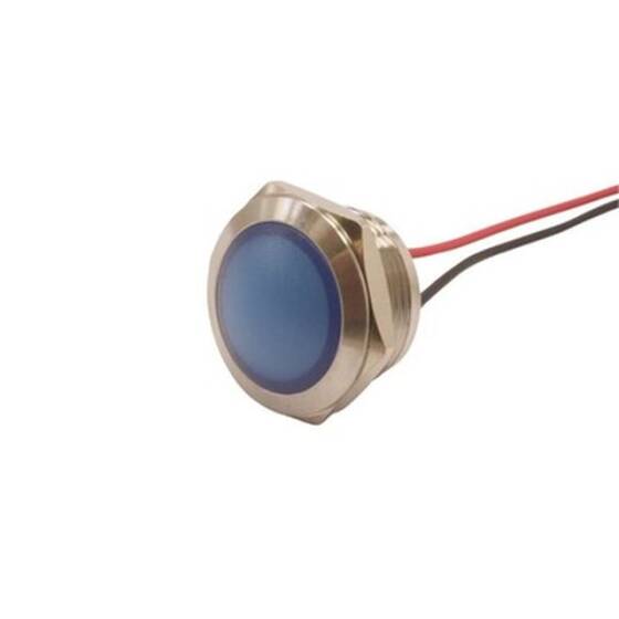 19L-P1 19mm 12-24V Metal Signal Lamp with Cable - Blue - 1