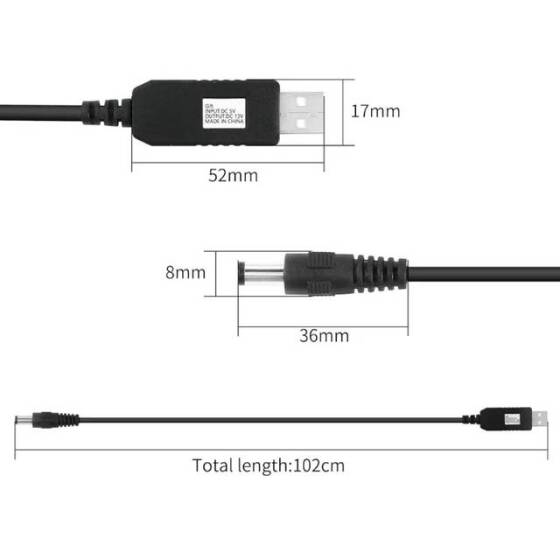 1m Wire 5V 2A to 12V 1A USB Booster Cable DC5.5x2.1MM without LED - 3