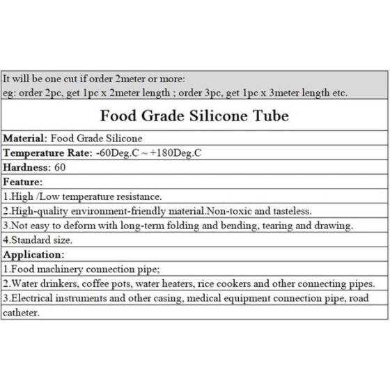 1Meter Blue Silicone Tube Flexible Rubber Hose Drink Water Pipe Food Grade Connector ID 5mm X 7mm OD - 4