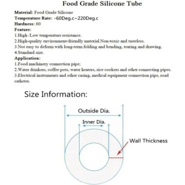 1Meter Rose Red Silicone Tube Flexible Rubber Hose Drink Water Pipe Food Grade Connector ID 6mm X 9mm OD - 2