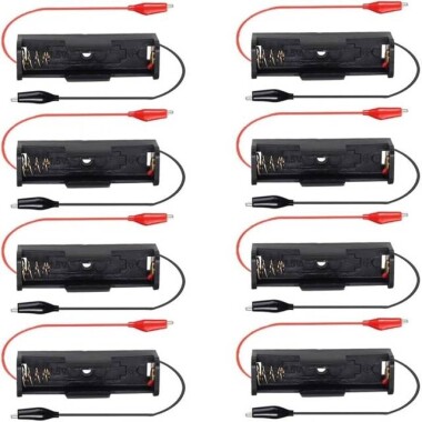 1x AA Battery Holder Box With Alligator Clips - 1