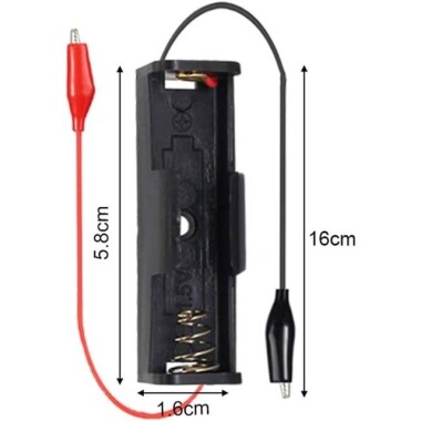1x AA Battery Holder Box With Alligator Clips - 5