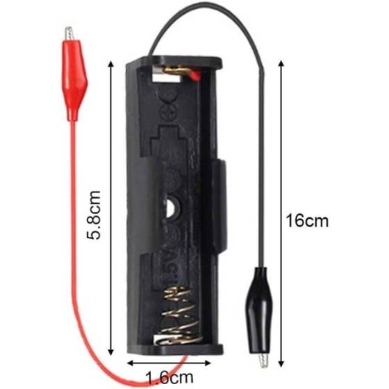 1x AA Battery Holder Box With Alligator Clips - 5