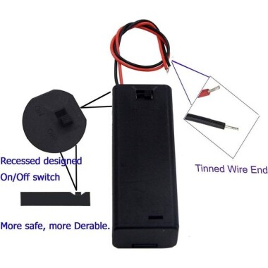 1x AA Battery Holder Box With Switch And Cover - 3