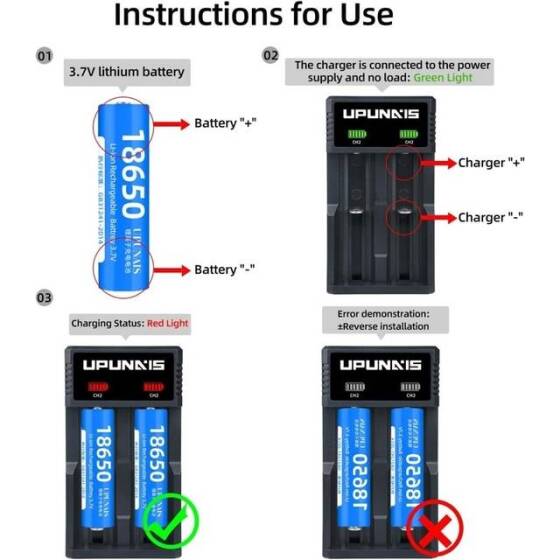 2-Channel US Plug Universal 18650 Battery Charger Li ion Rechargeable Smart Charger For 14500 16340 - 3