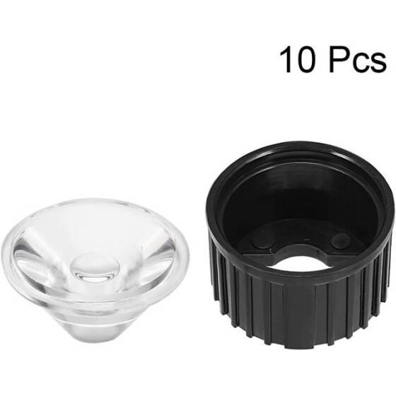 20mm LED Lamp Bead Lens 45 Degrees With Black Flat Mouth Lampshade (Apply to 1W 3W 5W RGB LED) - 2