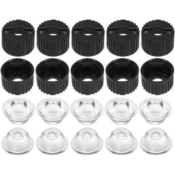 20mm LED Lamp Bead Lens 90 Degrees With Black Flat Mouth Lampshade (Apply to 1W 3W 5W RGB LED) - 1