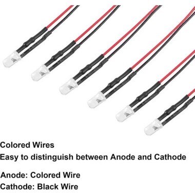 22-28V 5mm Water Clear Red LED Indicator Light With 20cm Cable - 4