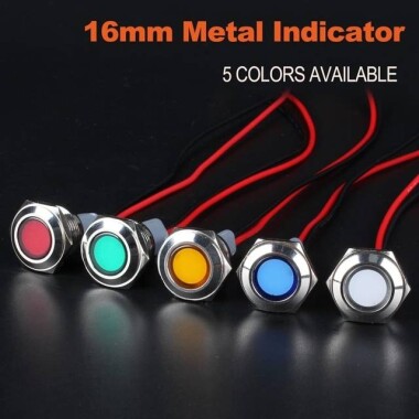 22-28V 5mm White LED Metal Indicator Light With 20cm Cable - 4