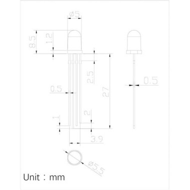 22-28V 8mm Water Clear Purple LED Indicator Light With 20cm Cable - 3